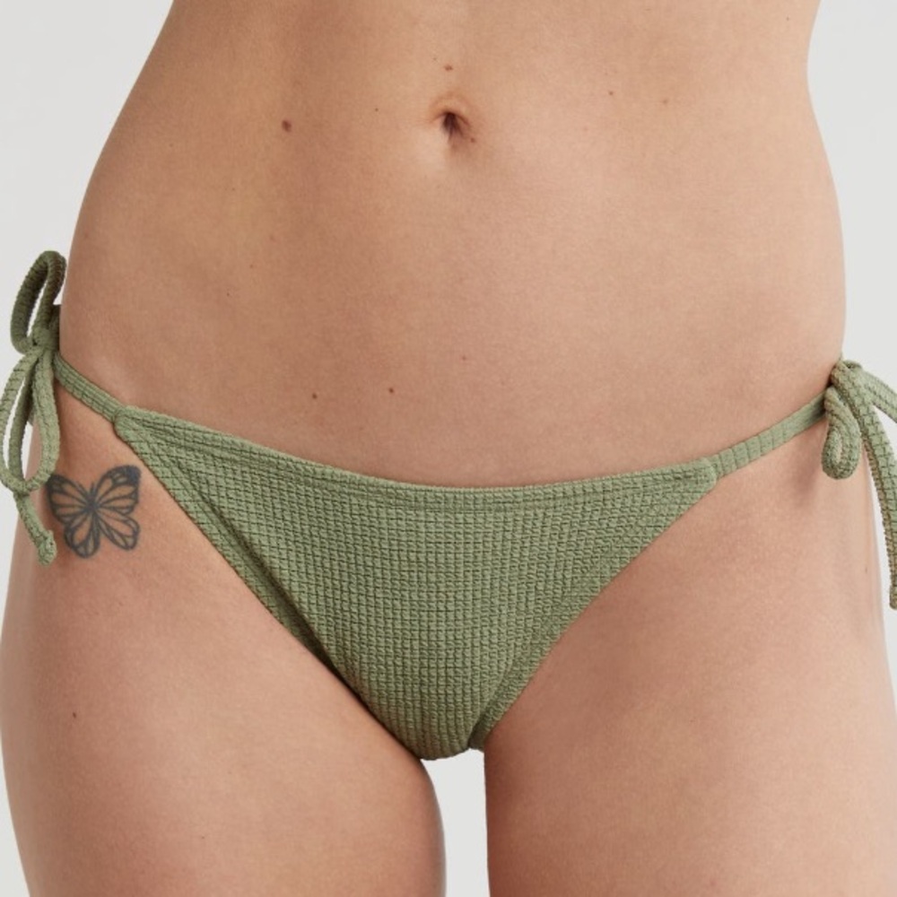 NWT Roxy Essaouira High Leg Cheeky Bikini Bottoms, Oil Green, Large